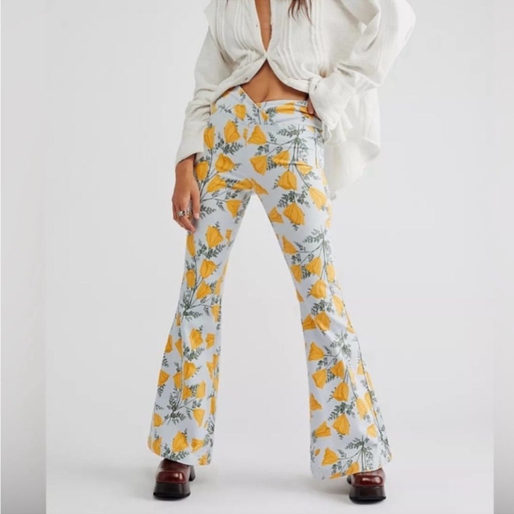 FREE PEOPLE Venice Beach Printed Flare Jeans